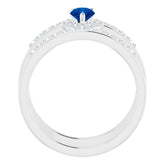 Platinum Lab-Grown Blue Sapphire & 1/3 CTW Natural Diamond Ring